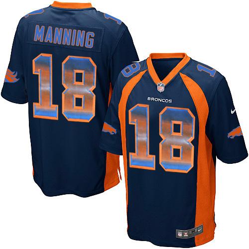 Nike Broncos #18 Peyton Manning Navy Blue Alternate Men's Stitched NFL Limited Strobe Jersey - Click Image to Close